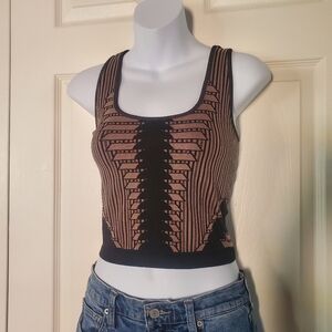 Pebby Forevee Straight Forward Brami In Black And Sand Tank Top Crop Stretchy